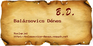Balázsovics Dénes névjegykártya