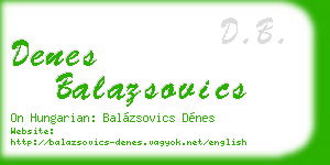 denes balazsovics business card